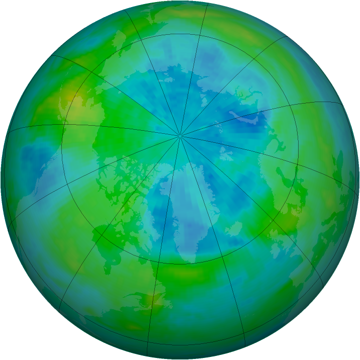 Arctic ozone map for 21 September 1990